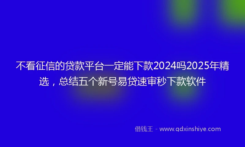 不看征信的贷款平台一定能下款2024吗2025年精选，总结五个新号易贷速审秒下款软件