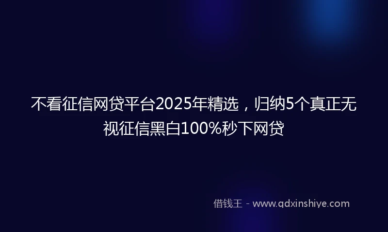 不看征信网贷平台2025年精选，归纳5个真正无视征信黑白100%秒下网贷