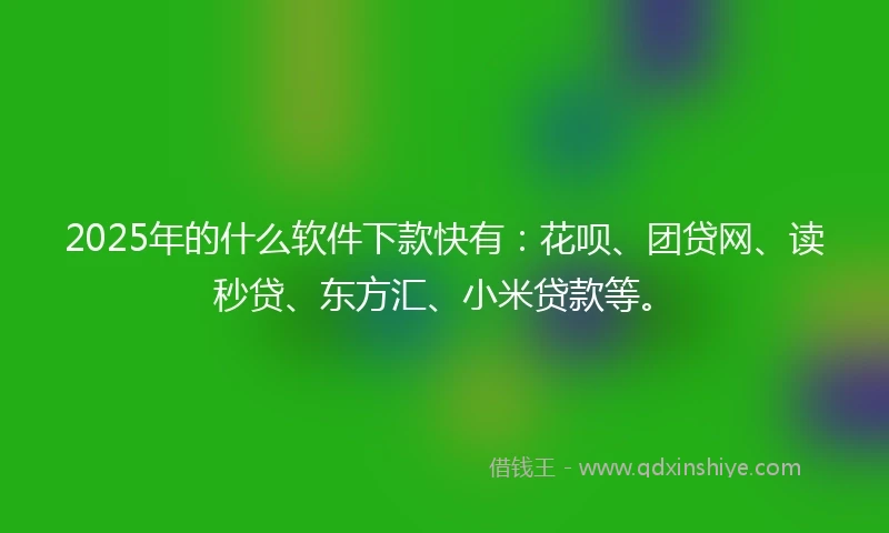 2025年的什么软件下款快有：花呗、团贷网、读秒贷、东方汇、小米贷款等。