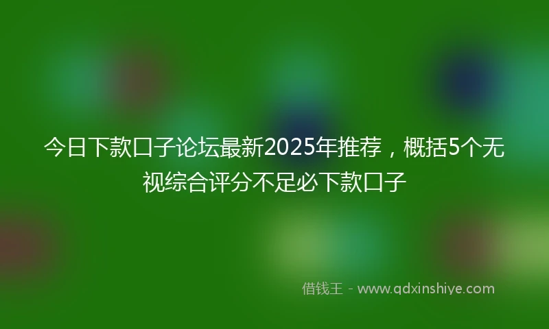 今日下款口子论坛最新2025年推荐，概括5个无视综合评分不足必下款口子