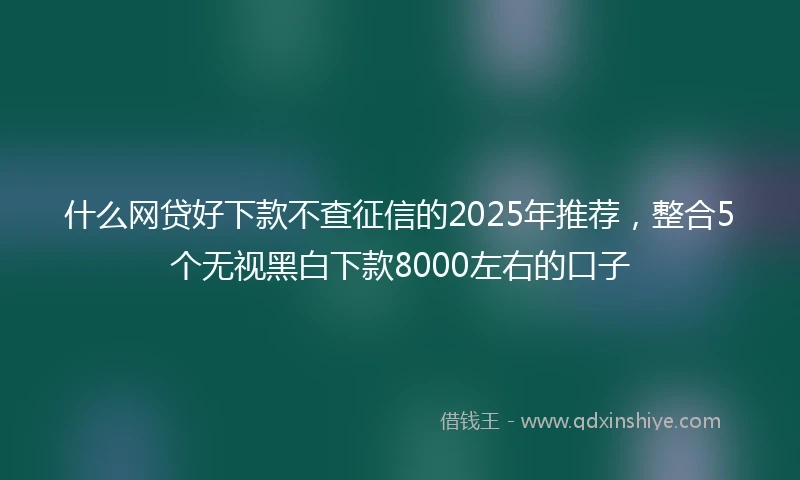 什么网贷好下款不查征信的2025年推荐，整合5个无视黑白下款8000左右的口子
