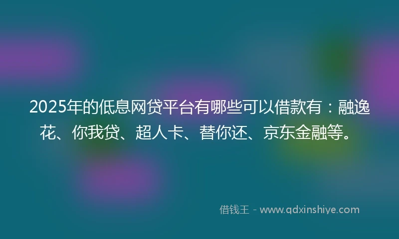 2025年的低息网贷平台有哪些可以借款有：融逸花、你我贷、超人卡、替你还、京东金融等。