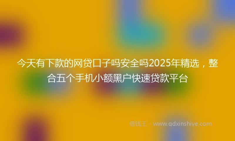 今天有下款的网贷口子吗安全吗2025年精选，整合五个手机小额黑户快速贷款平台