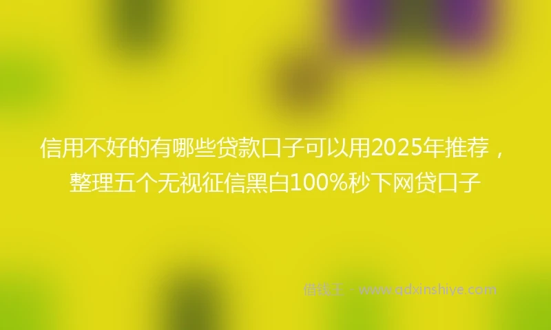 信用不好的有哪些贷款口子可以用2025年推荐，整理五个无视征信黑白100%秒下网贷口子