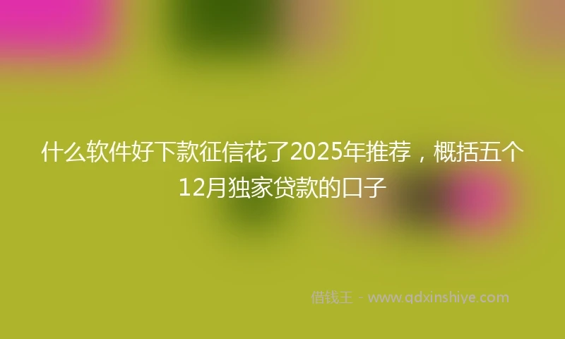什么软件好下款征信花了2025年推荐，概括五个12月独家贷款的口子