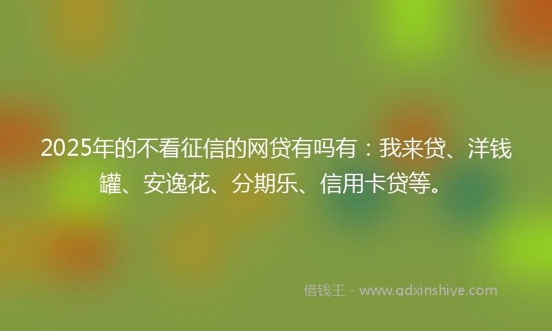 2025年的不看征信的网贷有吗有：我来贷、洋钱罐、安逸花、分期乐、信用卡贷等。