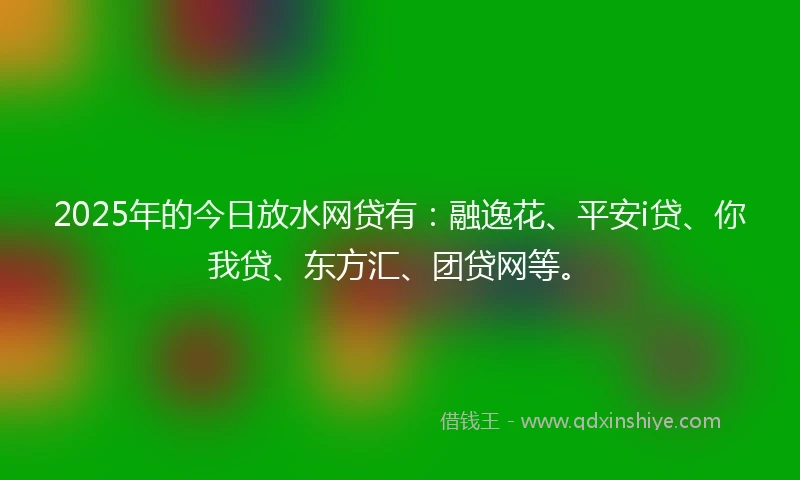 2025年的今日放水网贷有:融逸花、平安i贷、你我贷、东方汇、团贷网等。