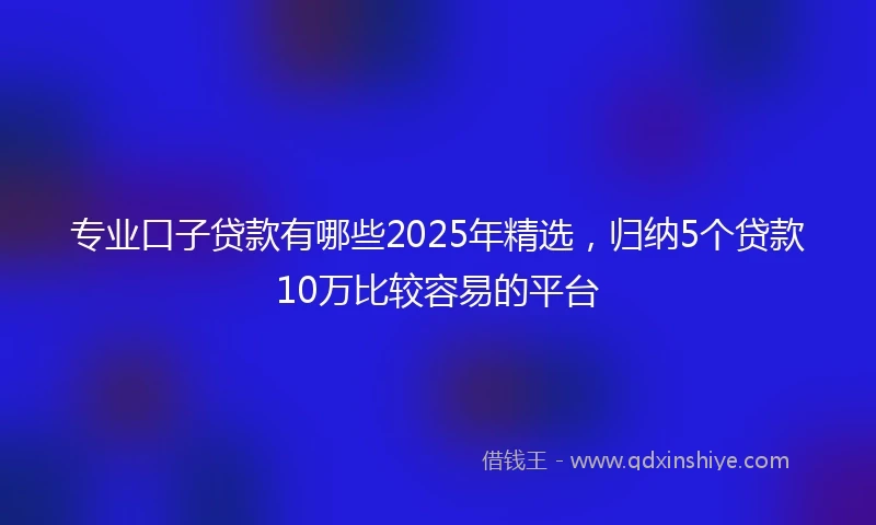 专业口子贷款有哪些2025年精选，归纳5个贷款10万比较容易的平台