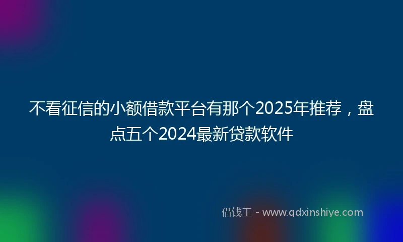 不看征信的小额借款平台有那个2025年推荐，盘点五个2024最新贷款软件