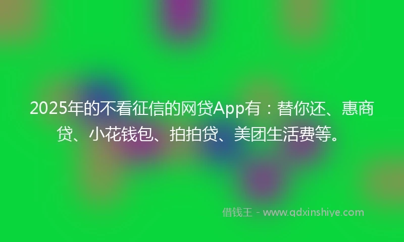 2025年的不看征信的网贷App有：替你还、惠商贷、小花钱包、拍拍贷、美团生活费等。