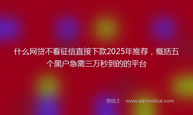 什么网贷不看征信直接下款2025年推荐，概括五个黑户急需三万秒到的的平台