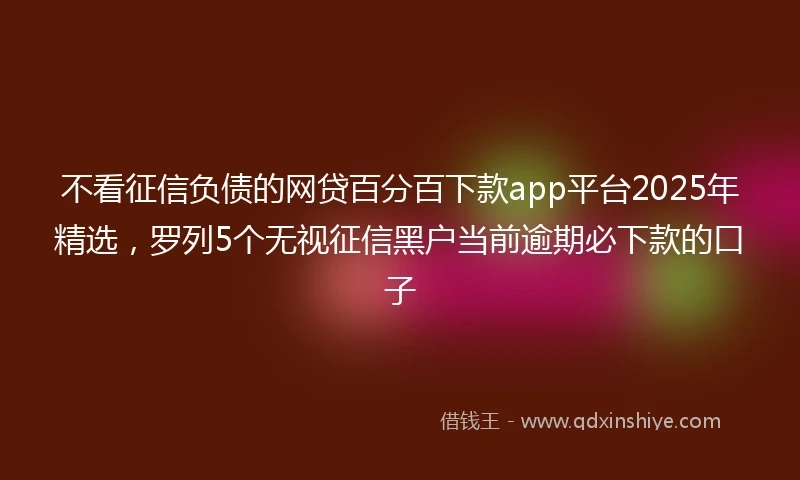 不看征信负债的网贷百分百下款app平台2025年精选，罗列5个无视征信黑户当前逾期必下款的口子