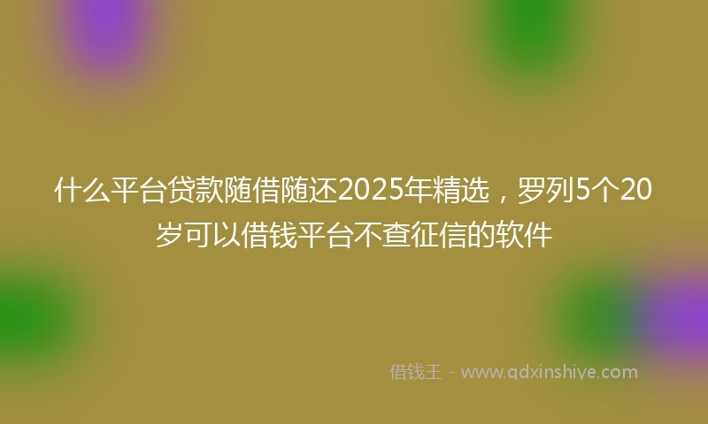 什么平台贷款随借随还2025年精选，罗列5个20岁可以借钱平台不查征信的软件