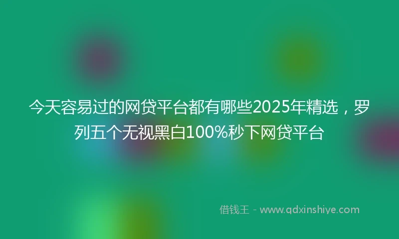 今天容易过的网贷平台都有哪些2025年精选，罗列五个无视黑白100%秒下网贷平台