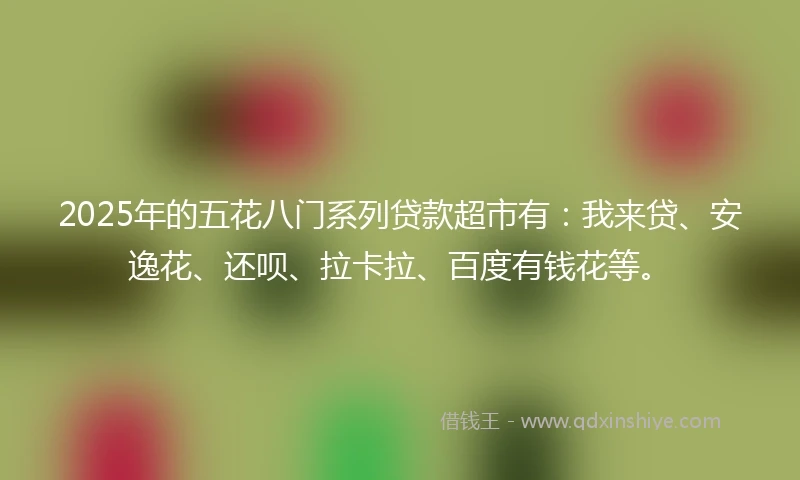 2025年的五花八门系列贷款超市有：我来贷、安逸花、还呗、拉卡拉、百度有钱花等。