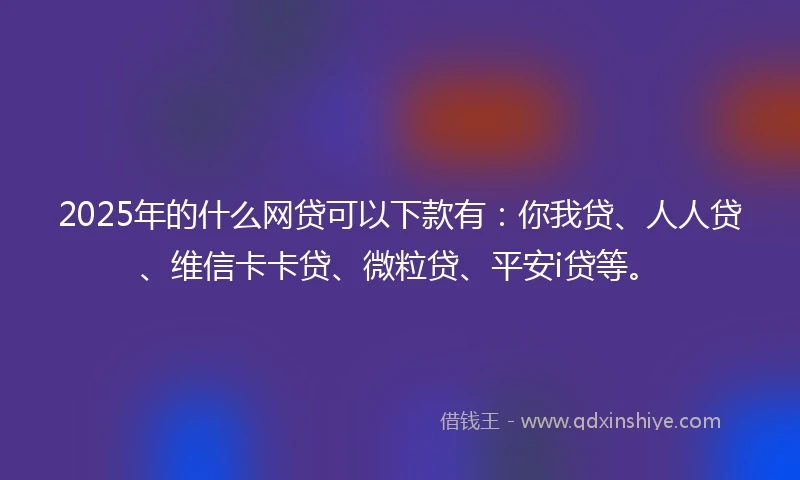 2025年的什么网贷可以下款有：你我贷、人人贷、维信卡卡贷、微粒贷、平安i贷等。