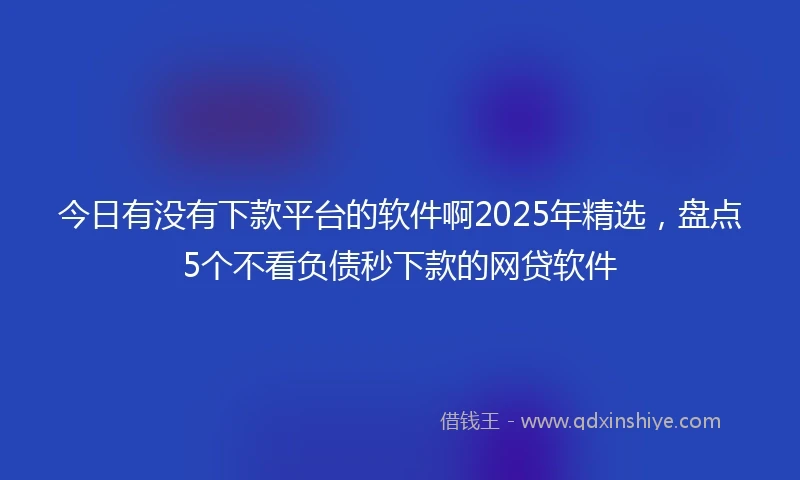 今日有没有下款平台的软件啊2025年精选,盘点5个不看负债秒下款的网贷软件