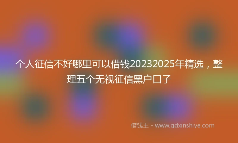 个人征信不好哪里可以借钱20232025年精选，整理五个无视征信黑户口子