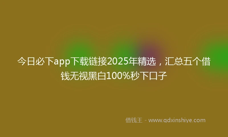 今日必下app下载链接2025年精选，汇总五个借钱无视黑白100%秒下口子