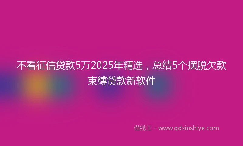 不看征信贷款5万2025年精选，总结5个摆脱欠款束缚贷款新软件