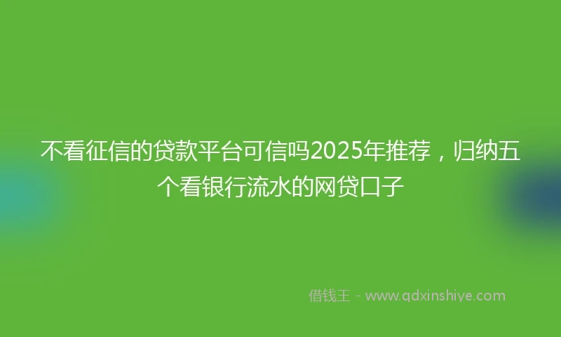 不看征信的贷款平台可信吗2025年推荐，归纳五个看银行流水的网贷口子