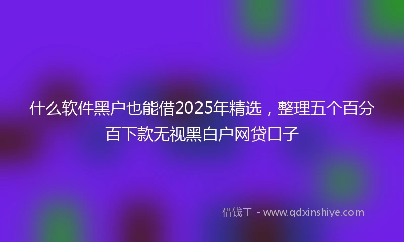 什么软件黑户也能借2025年精选，整理五个百分百下款无视黑白户网贷口子