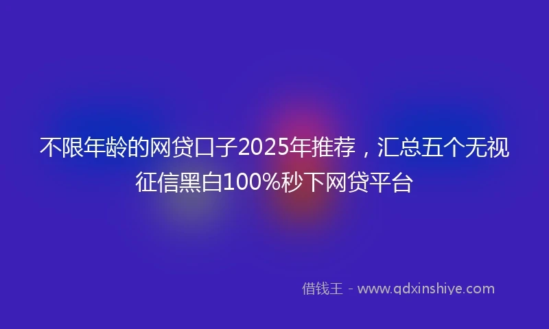 不限年龄的网贷口子2025年推荐，汇总五个无视征信黑白100%秒下网贷平台
