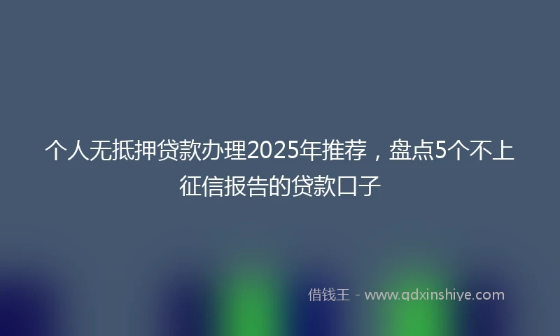 个人无抵押贷款办理2025年推荐，盘点5个不上征信报告的贷款口子