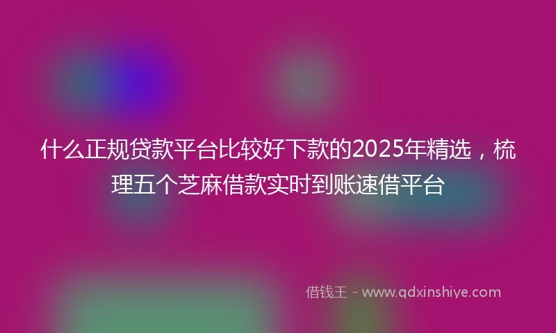 什么正规贷款平台比较好下款的2025年精选，梳理五个芝麻借款实时到账速借平台