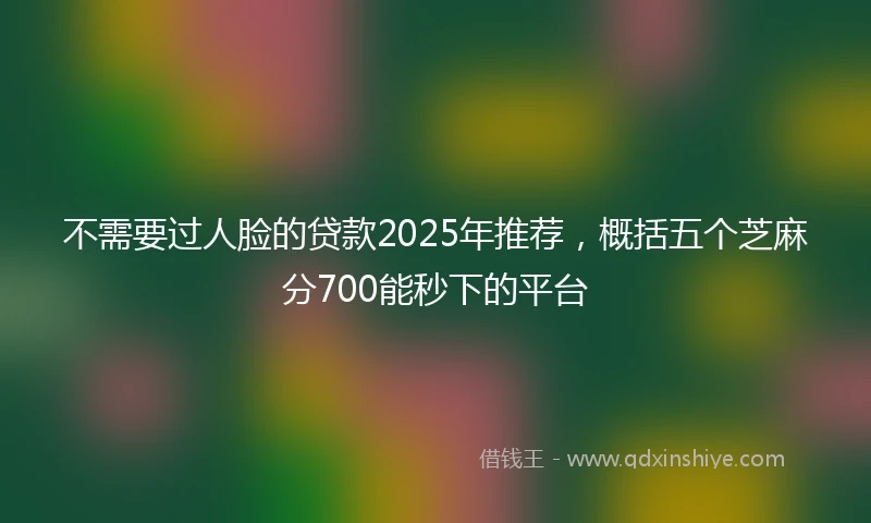不需要过人脸的贷款2025年推荐，概括五个芝麻分700能秒下的平台