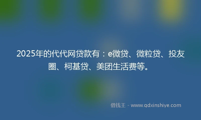 2025年的代代网贷款有：e微贷、微粒贷、投友圈、柯基贷、美团生活费等。