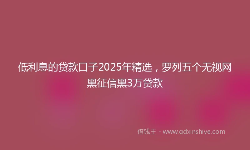低利息的贷款口子2025年精选，罗列五个无视网黑征信黑3万贷款