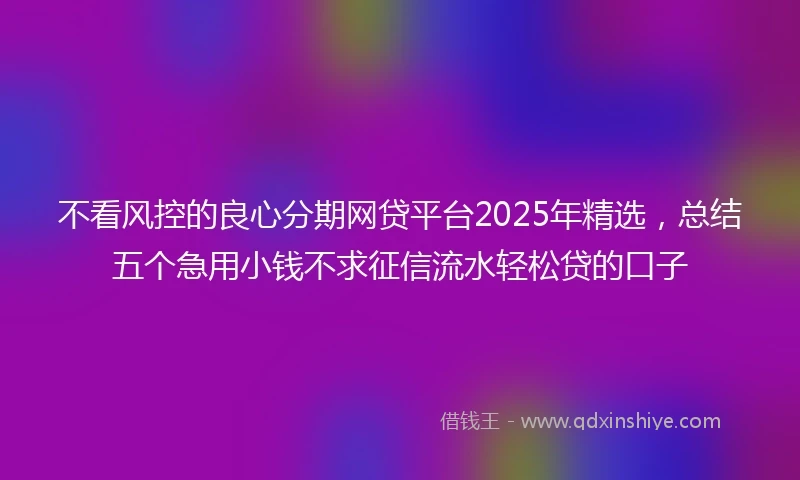 不看风控的良心分期网贷平台2025年精选，总结五个急用小钱不求征信流水轻松贷的口子