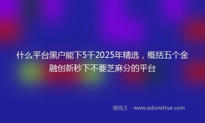 什么平台黑户能下5千2025年精选，概括五个金融创新秒下不要芝麻分的平台