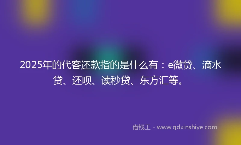 2025年的代客还款指的是什么有：e微贷、滴水贷、还呗、读秒贷、东方汇等。