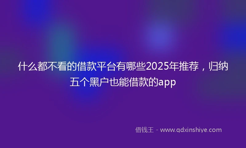 什么都不看的借款平台有哪些2025年推荐，归纳五个黑户也能借款的app