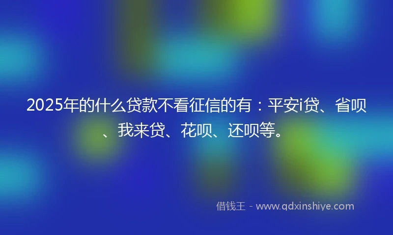 2025年的什么贷款不看征信的有：平安i贷、省呗、我来贷、花呗、还呗等。