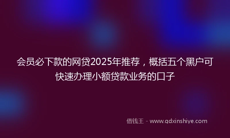 会员必下款的网贷2025年推荐，概括五个黑户可快速办理小额贷款业务的口子