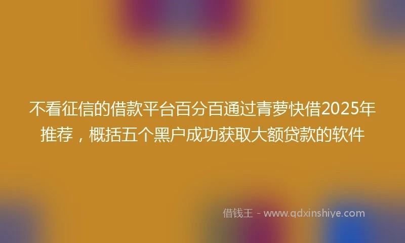 不看征信的借款平台百分百通过青萝快借2025年推荐，概括五个黑户成功获取大额贷款的软件