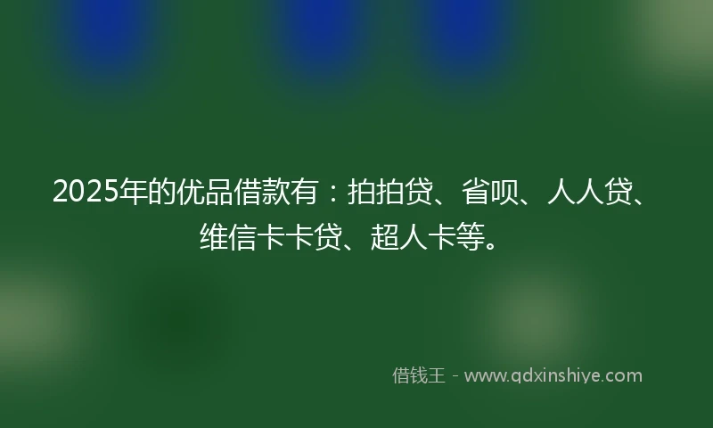 2025年的优品借款有：拍拍贷、省呗、人人贷、维信卡卡贷、超人卡等。
