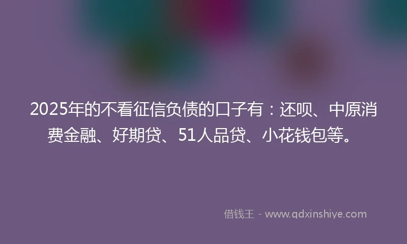 2025年的不看征信负债的口子有：还呗、中原消费金融、好期贷、51人品贷、小花钱包等。