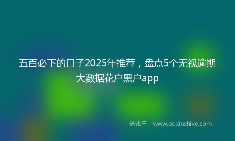 五百必下的口子2025年推荐，盘点5个无视逾期大数据花户黑户app