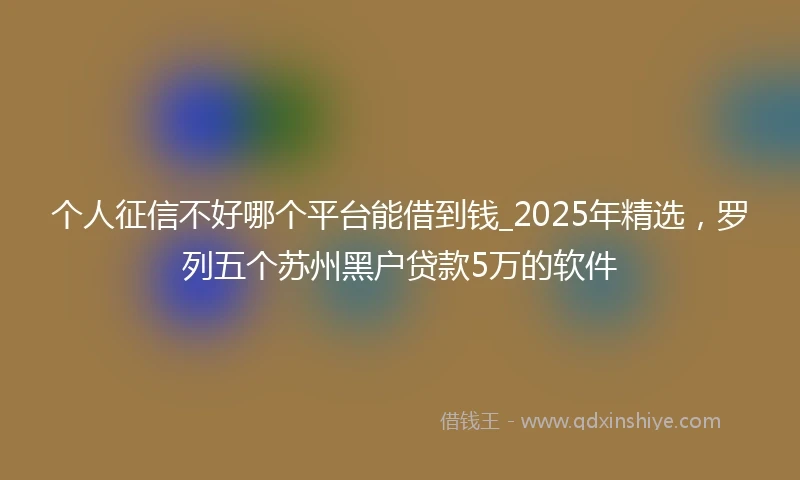 个人征信不好哪个平台能借到钱_2025年精选，罗列五个苏州黑户贷款5万的软件