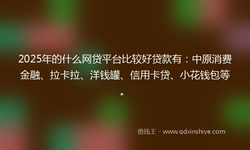 2025年的什么网贷平台比较好贷款有：中原消费金融、拉卡拉、洋钱罐、信用卡贷、小花钱包等。