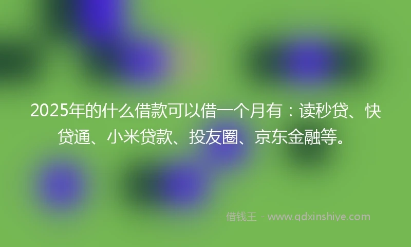 2025年的什么借款可以借一个月有：读秒贷、快贷通、小米贷款、投友圈、京东金融等。