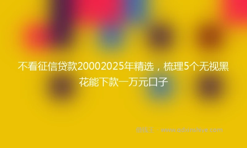 不看征信贷款20002025年精选，梳理5个无视黑花能下款一万元口子