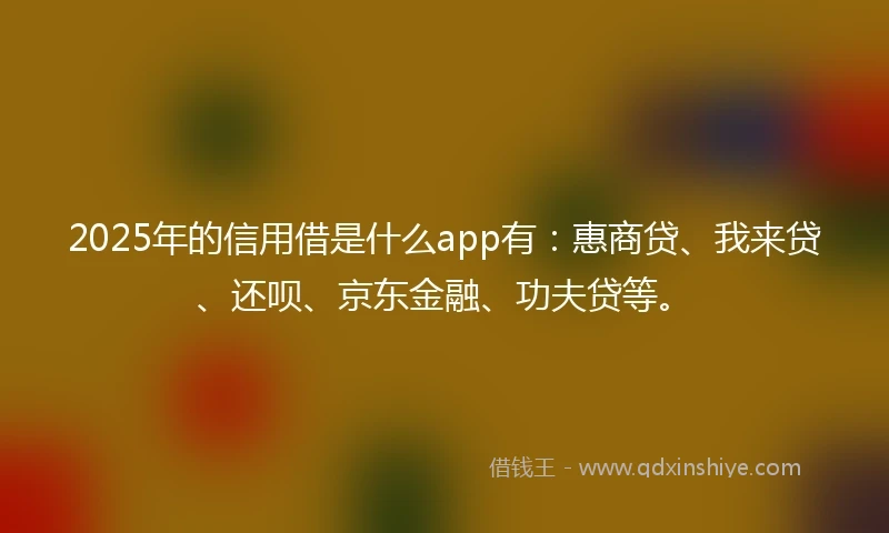 2025年的信用借是什么app有：惠商贷、我来贷、还呗、京东金融、功夫贷等。
