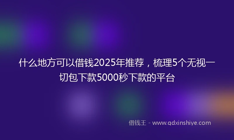 什么地方可以借钱2025年推荐，梳理5个无视一切包下款5000秒下款的平台
