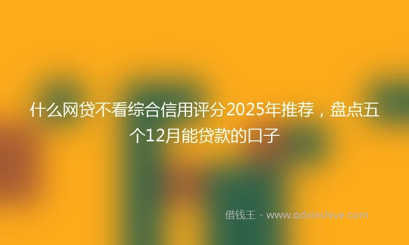 什么网贷不看综合信用评分2025年推荐，盘点五个12月能贷款的口子