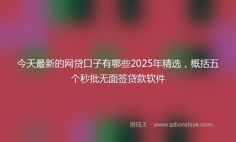 今天最新的网贷口子有哪些2025年精选，概括五个秒批无面签贷款软件